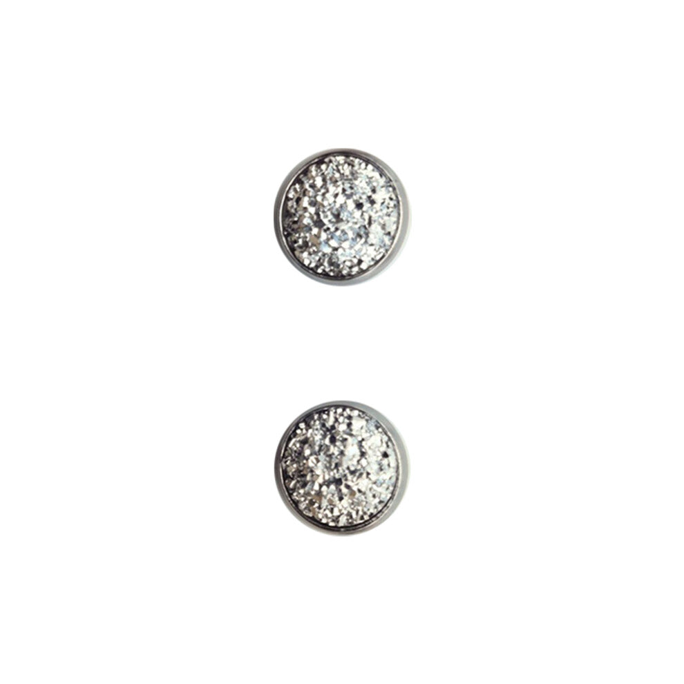 (Type17, 17) 12mm Druzy Ear Stud Earrings Wear-resistant Stainless Steel Eardrop