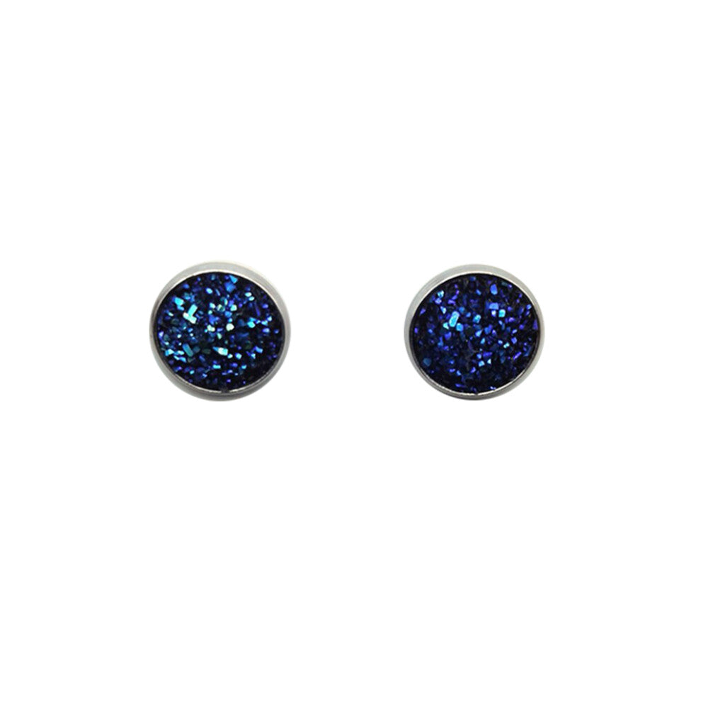 (Type19, 19) 12mm Druzy Ear Stud Earrings Wear-resistant Stainless Steel Eardrop