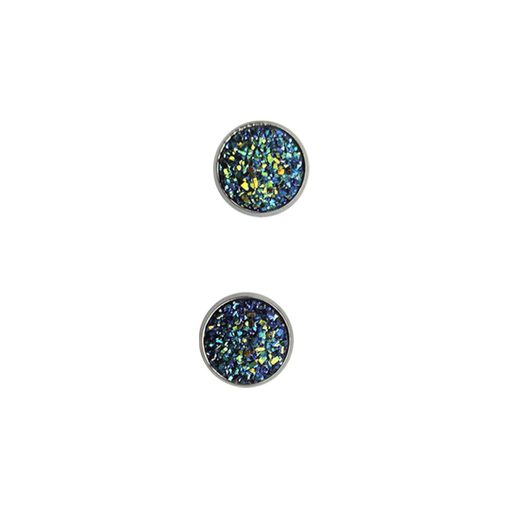 (Type29, 29) 12mm Druzy Ear Stud Earrings Wear-resistant Stainless Steel Eardrop