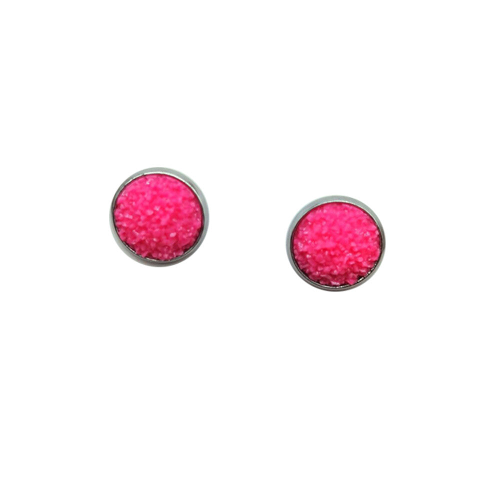 (Type32, 32) 12mm Druzy Ear Stud Earrings Wear-resistant Stainless Steel Eardrop