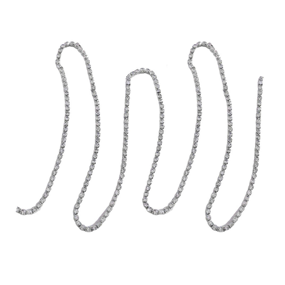 (Silver) Glitter Long Rhinestone Necklace Accessories Layered Necklaces for