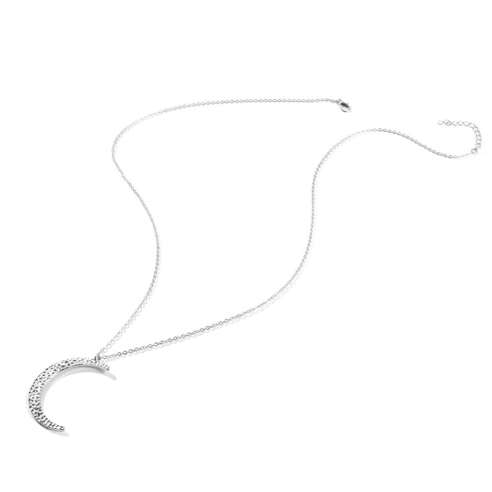 (Silver) Fashion Chain Necklace Sturdy Moon Womens Sweaters Chokers for Teen