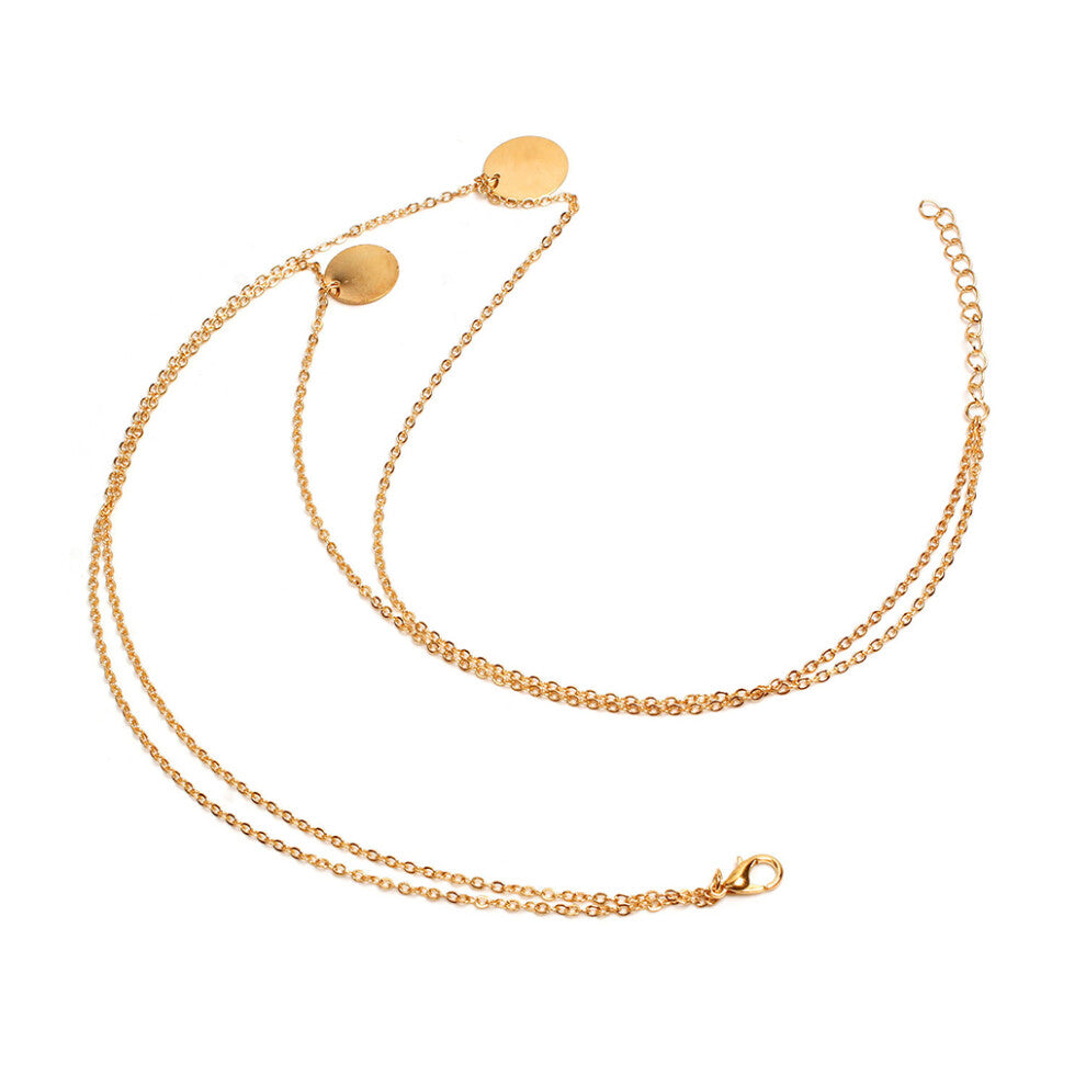 (Gold) Layered Chain Necklace Hanging Pendants Valentines Day Chokers for