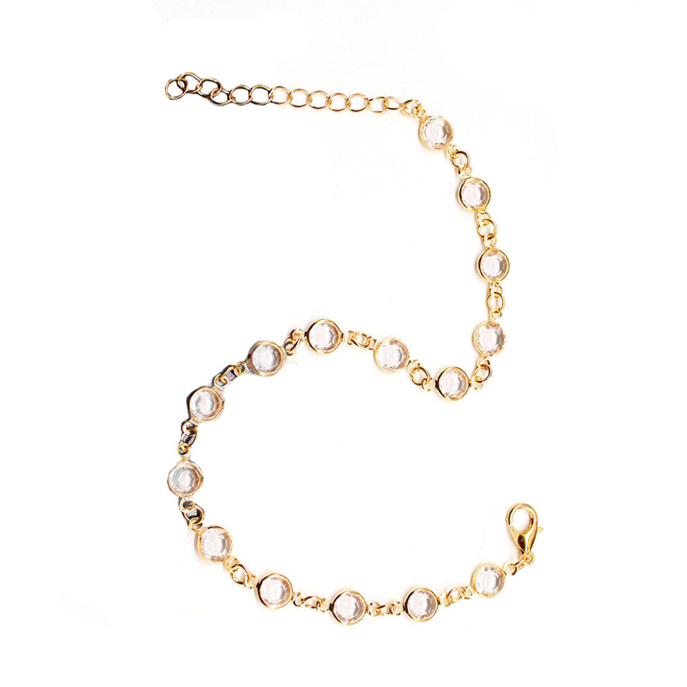 (Gold) Anklet with Rhinestones Beach Accessories Ankle Bracelets for