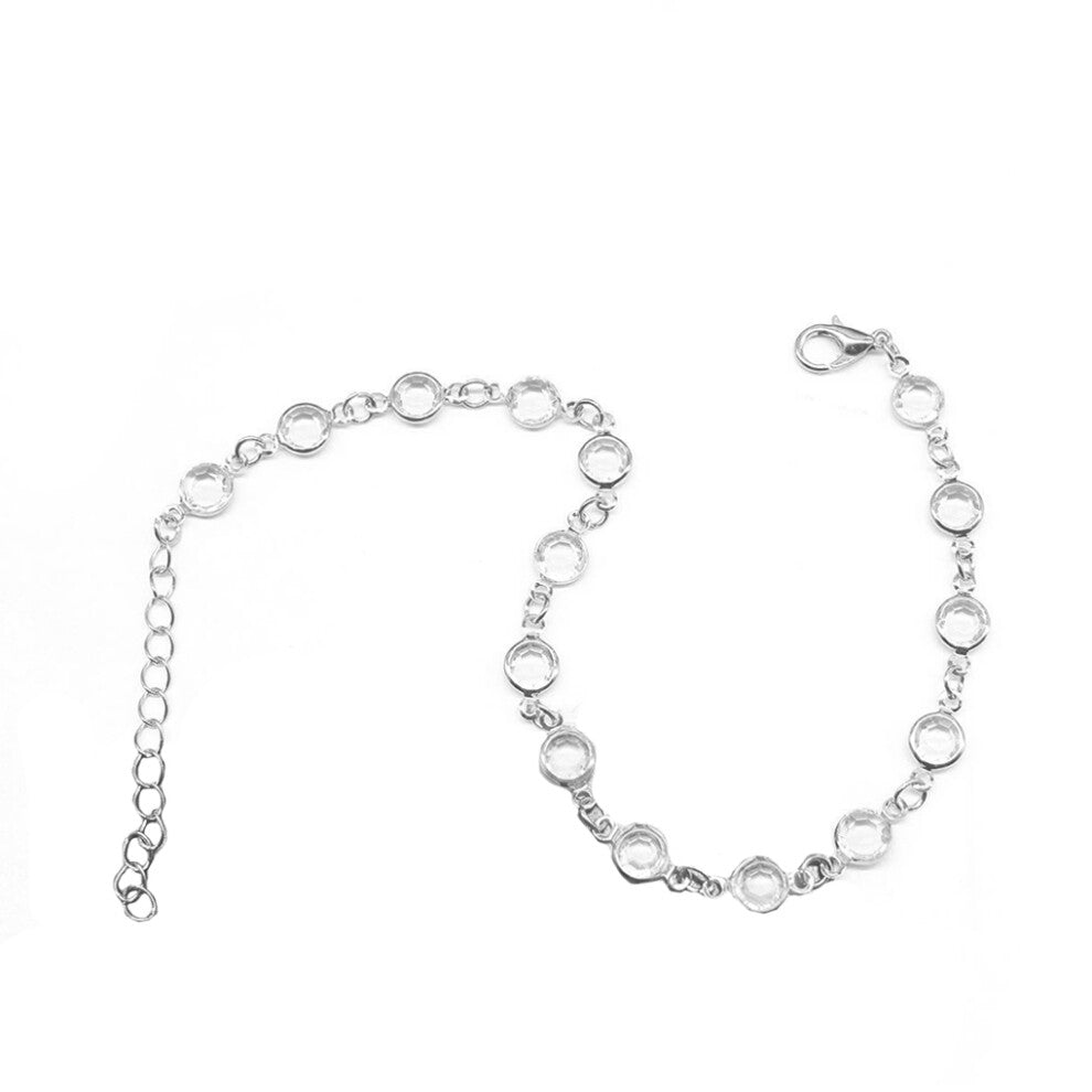 (silver) Anklet with Rhinestones Beach Accessories Ankle Bracelets for