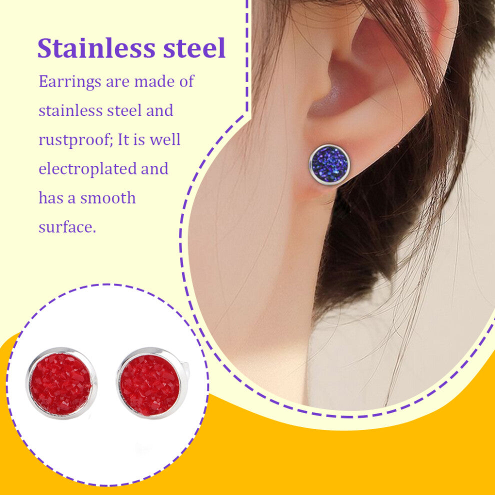 (Red) Earrings Stainless Steel Eardrops Fine Electroplating Ear Studs