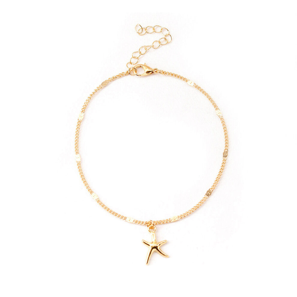 (Gold) Chain Anklet Sea Star Beach Accessories Ankle Bracelet for Girls Women