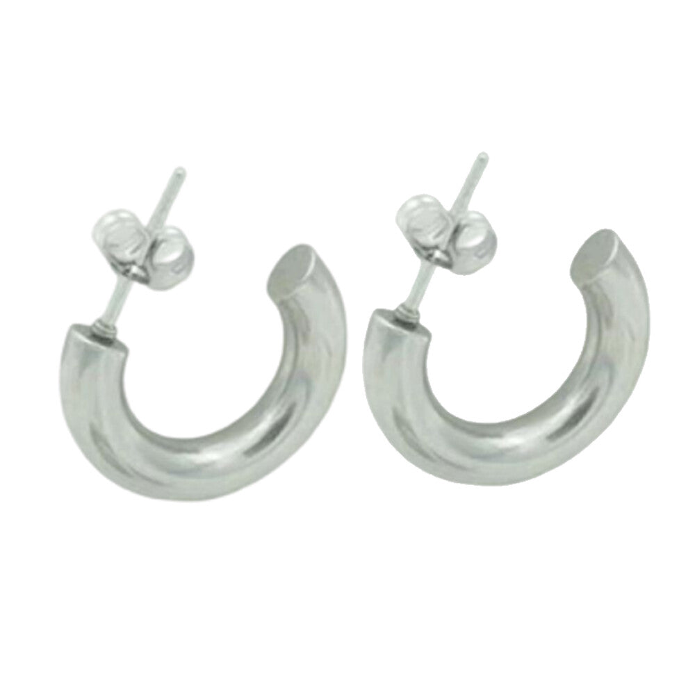 (Silver) Women Earrings Decorations Stainless Steel Ear Hoops Fashion Decor