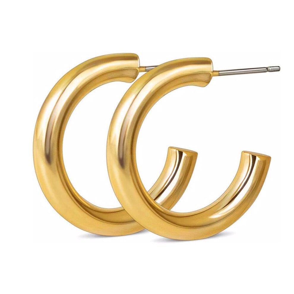 (Golden) Women Earrings Decorations Stainless Steel Ear Hoops Fashion Decor