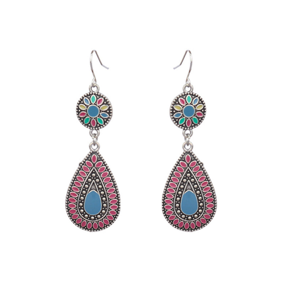 (0614) 1 Pair Boho Earrings Bohemian Vintage Style Hoop Earring Women