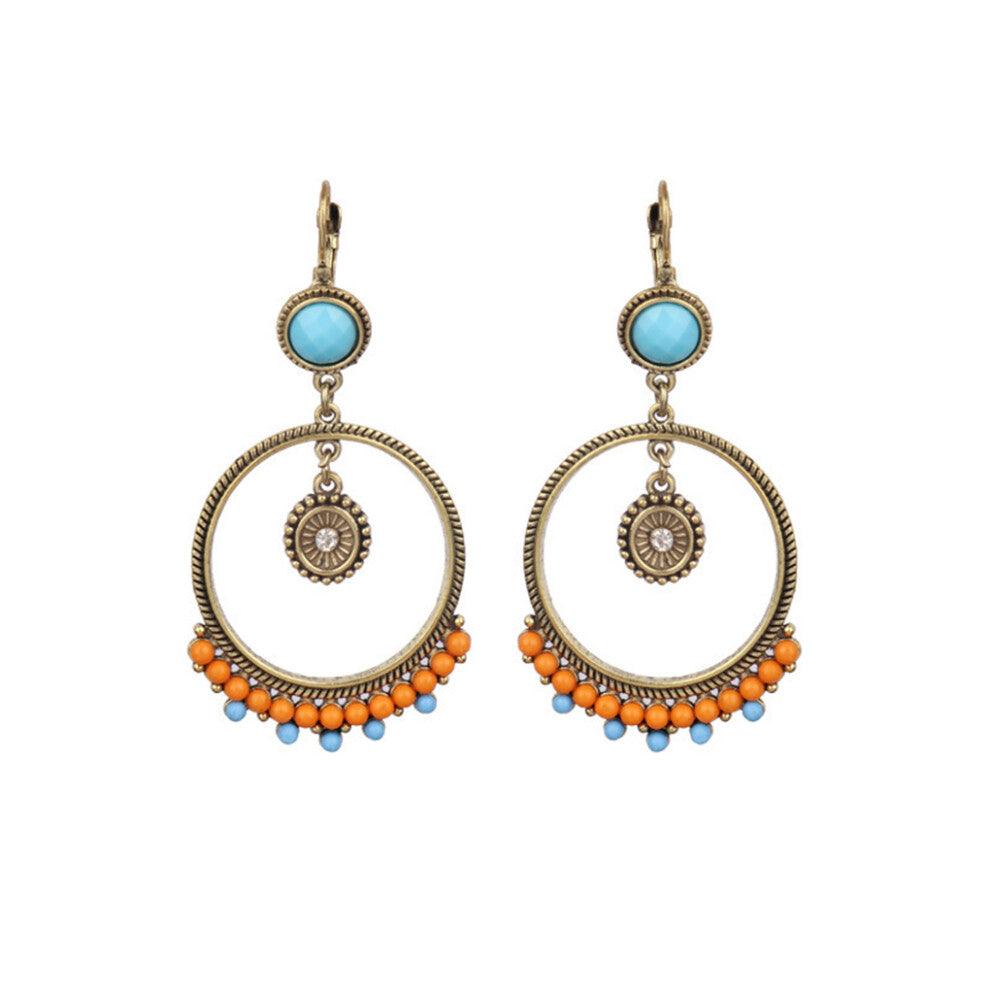 (0829) 1 Pair Boho Earrings Bohemian Vintage Style Hoop Earring Women