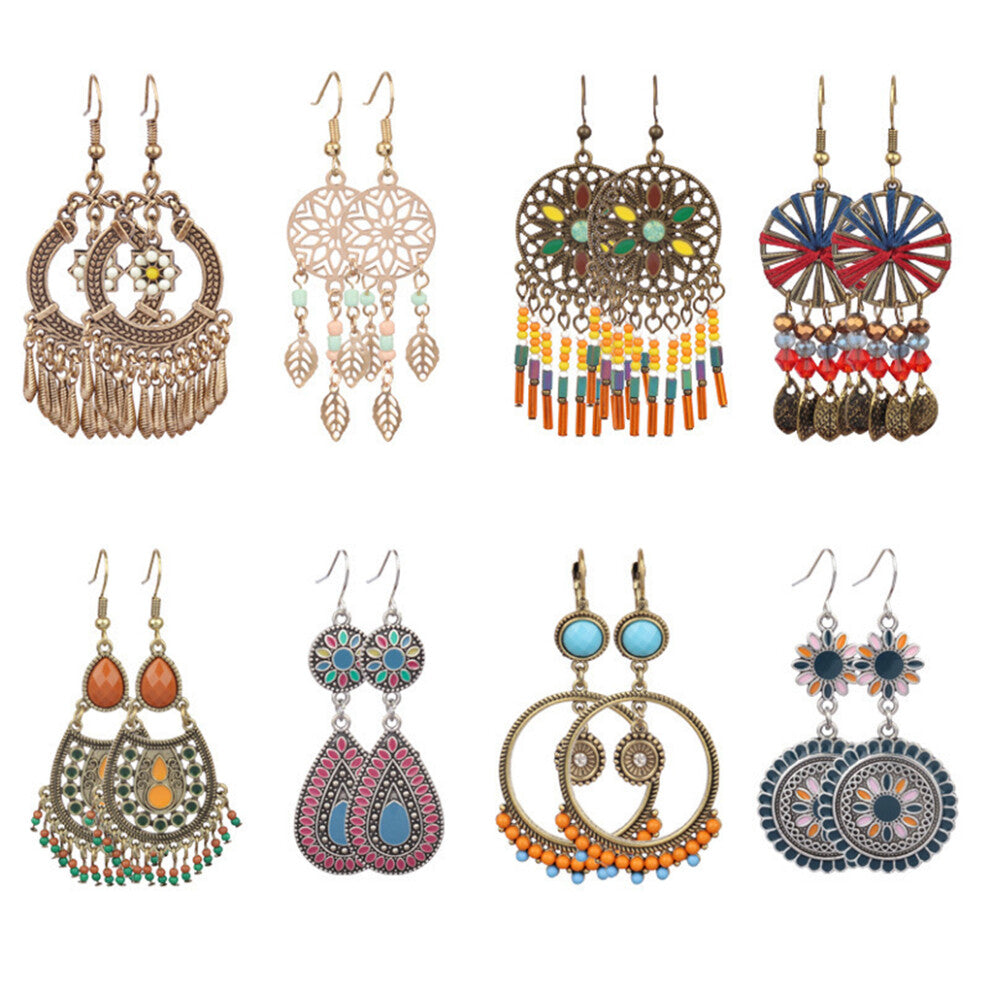 (YS017) 1 Pair Boho Earrings Bohemian Vintage Style Hoop Earring Women