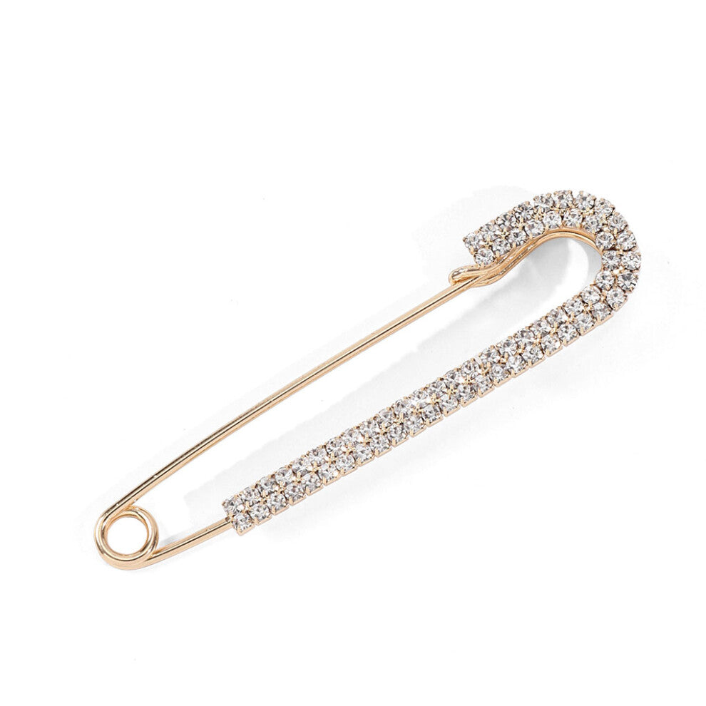 (RhinestoneGolden) Shiny Brooch Shawl Adorn Women Brooches Cardigan Lapel Pin for Gifting