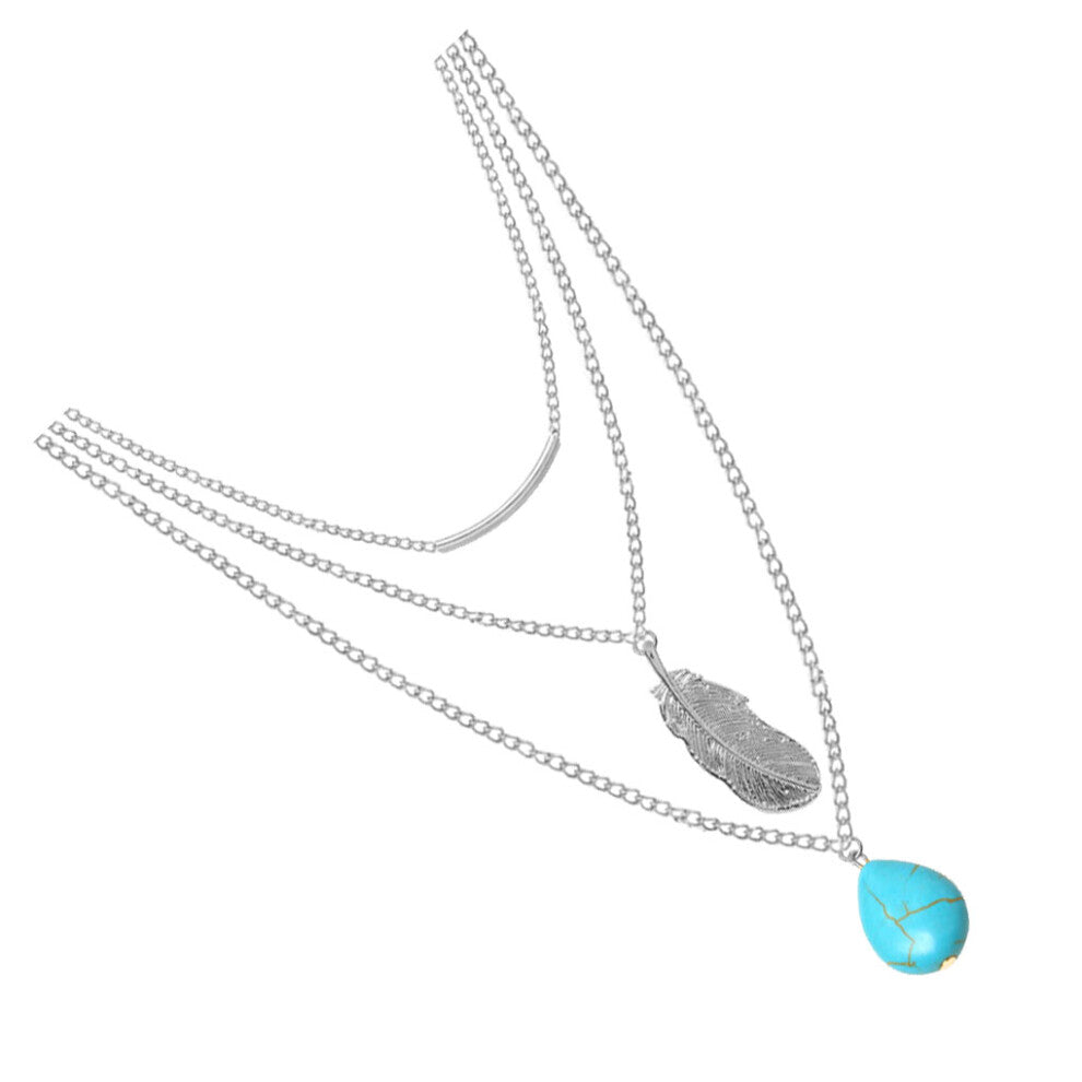 (Type 2) Alloy Necklace Fashion Decor Accessory Stone Necklaces Dressing Decors