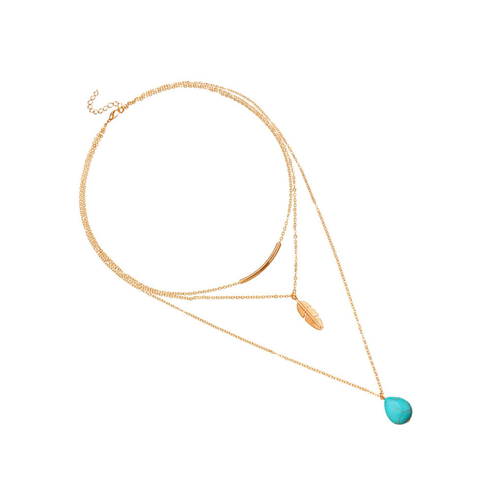 (Type 3) Alloy Necklace Fashion Decor Accessory Stone Necklaces Dressing Decors