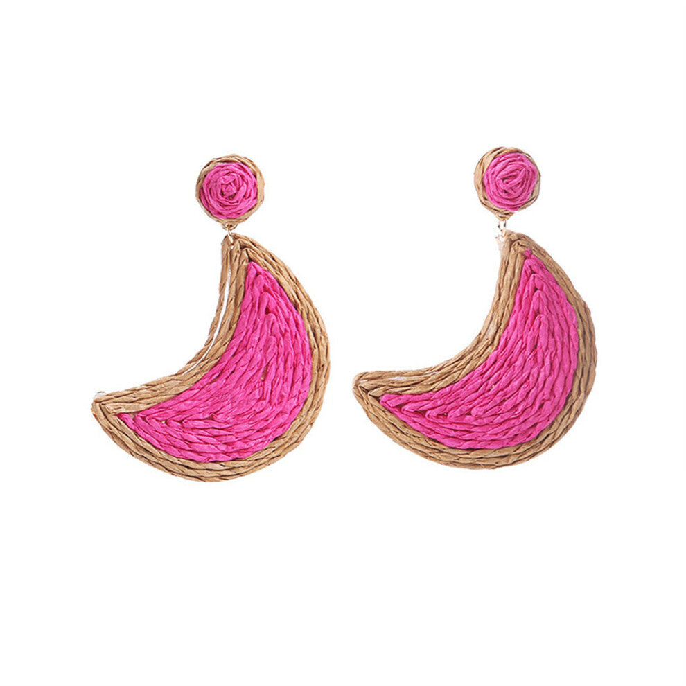 (Dark Pink) 1 Pair Vintage Earrings Pendant Portable Jewellery Dangle Beach Causal