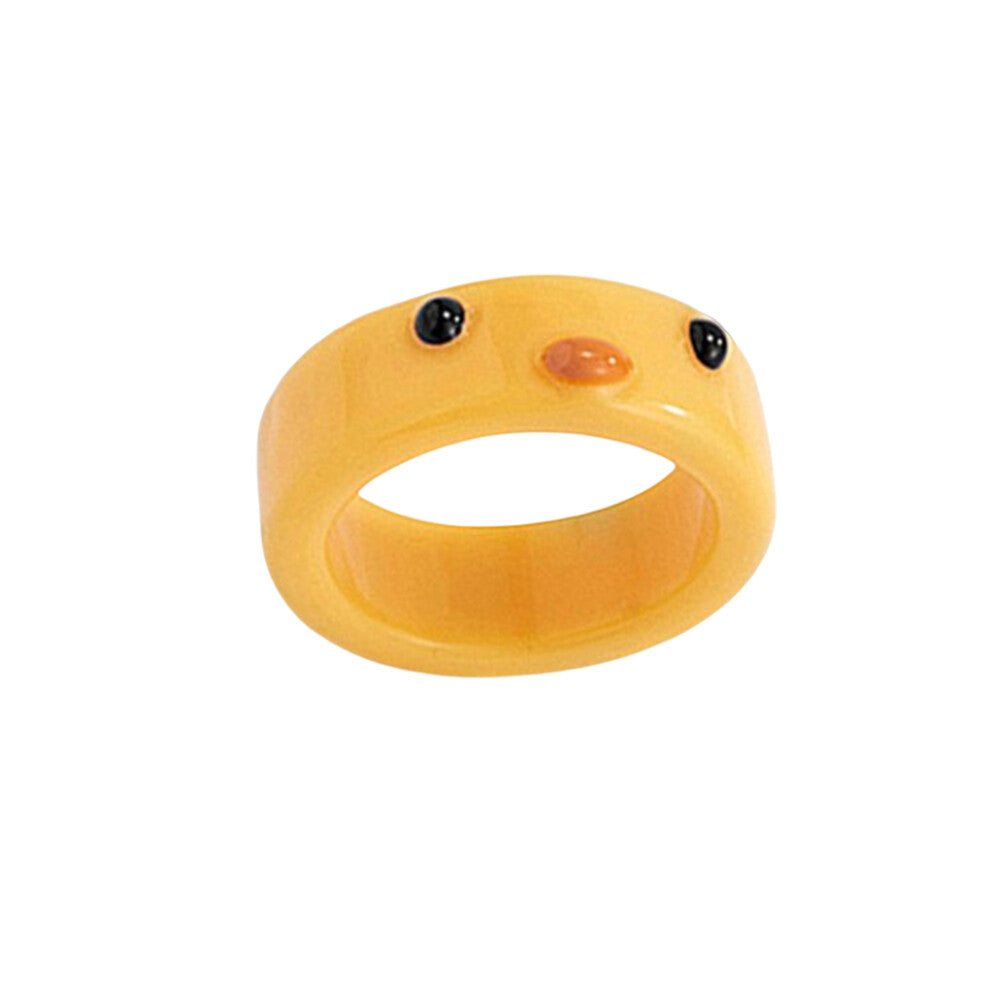 (Yellow) Ladies Ring Resin Cartoon Birthday Party Work School Engagement