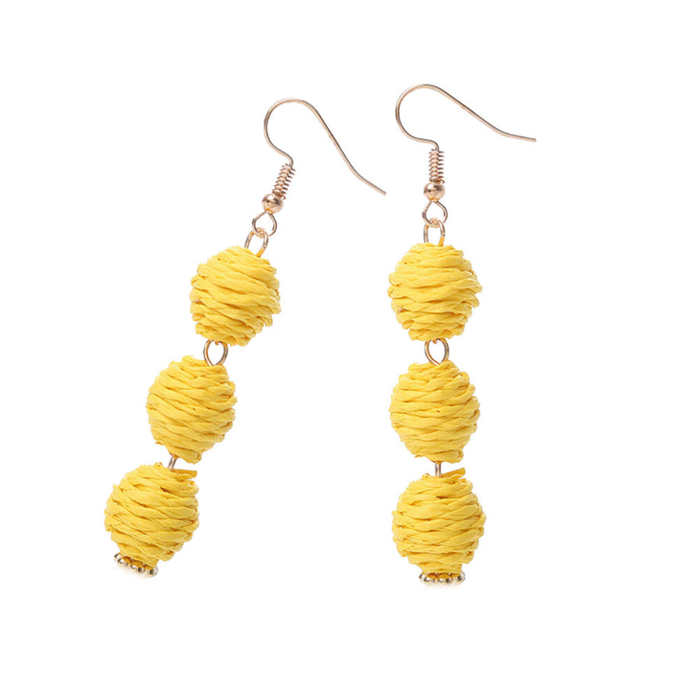 (Yellow) 1 Pair Hook Earrings Bohemian Pendant Ear Studs Anniversary Jewelry