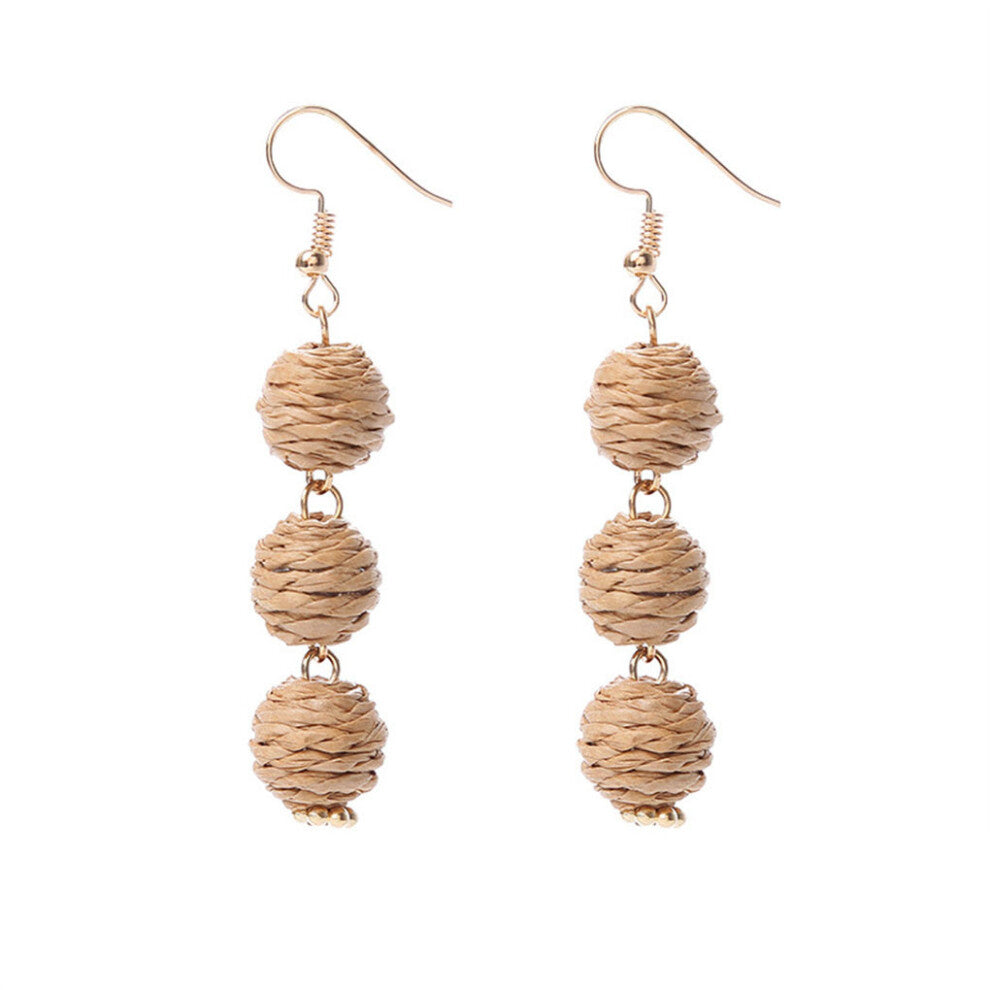 (Coffee) 1 Pair Hook Earrings Bohemian Pendant Ear Studs Anniversary Jewelry