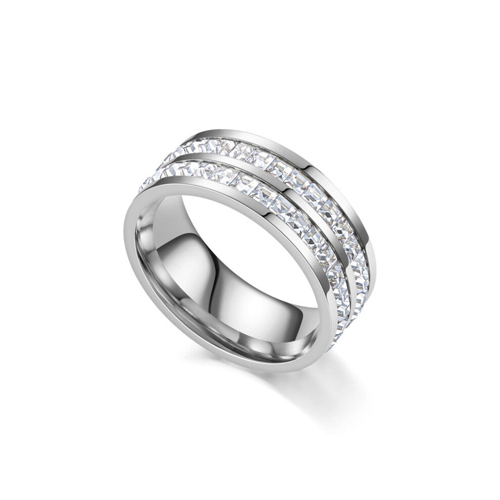 (Silver2 layers) Women Ring Female Jewelry Dressing Decors Wedding Engagement Ladies