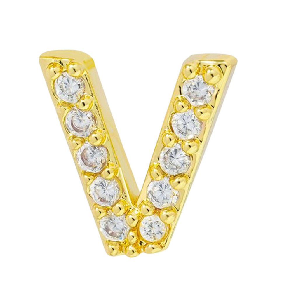 (V) Simple Design Alphabet Letter Earring Stud Earrings Ear Decoration