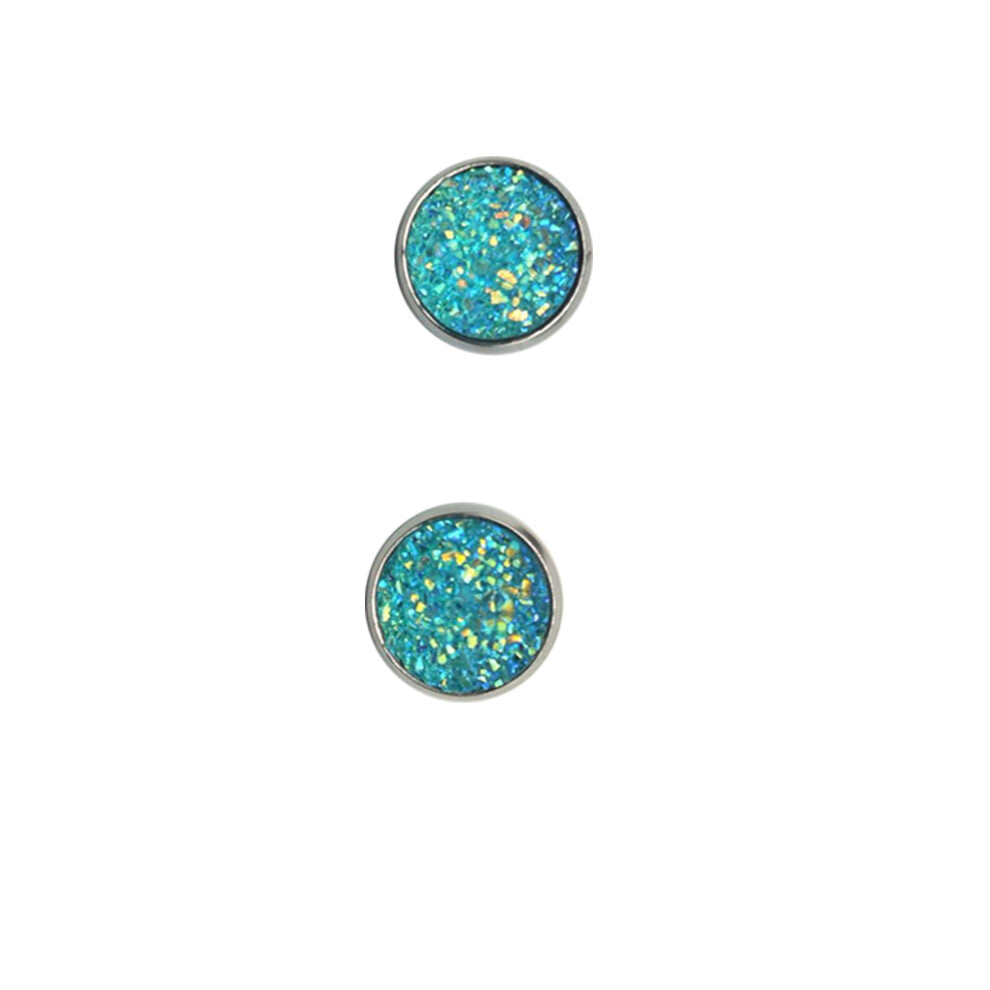 (Type3, 3) 12mm Druzy Ear Stud Earrings Wear-resistant Eardrop Jewelry for Women