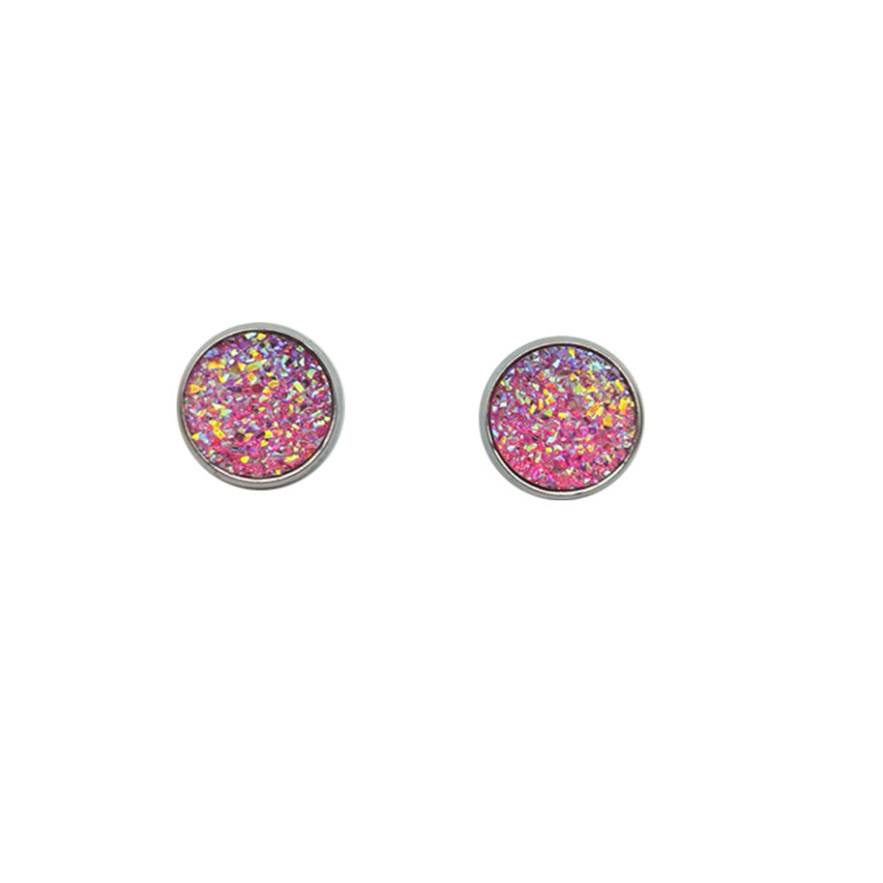 (Type4, 4) 12mm Druzy Ear Stud Earrings Wear-resistant Eardrop Jewelry for Women