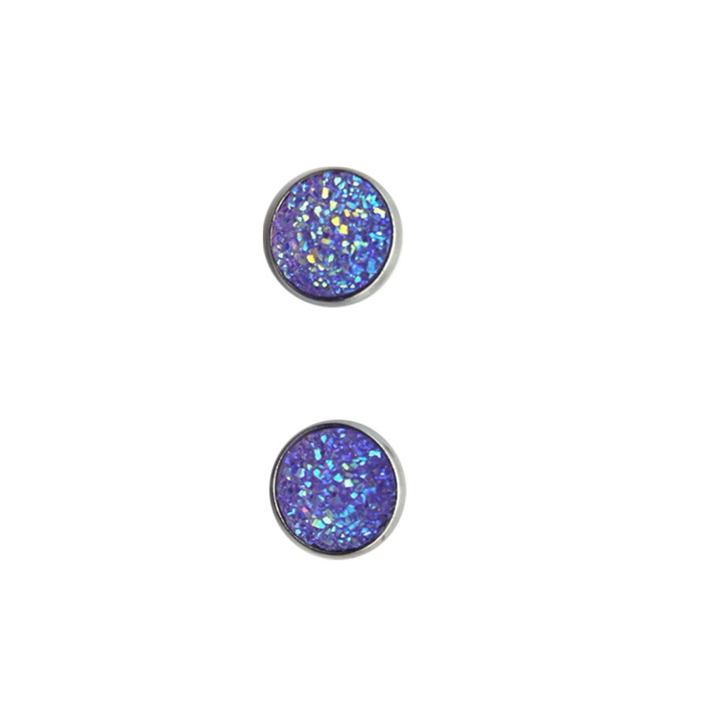 (Type16, 16) 12mm Druzy Ear Stud Earrings Wear-resistant Eardrop Jewelry for Women