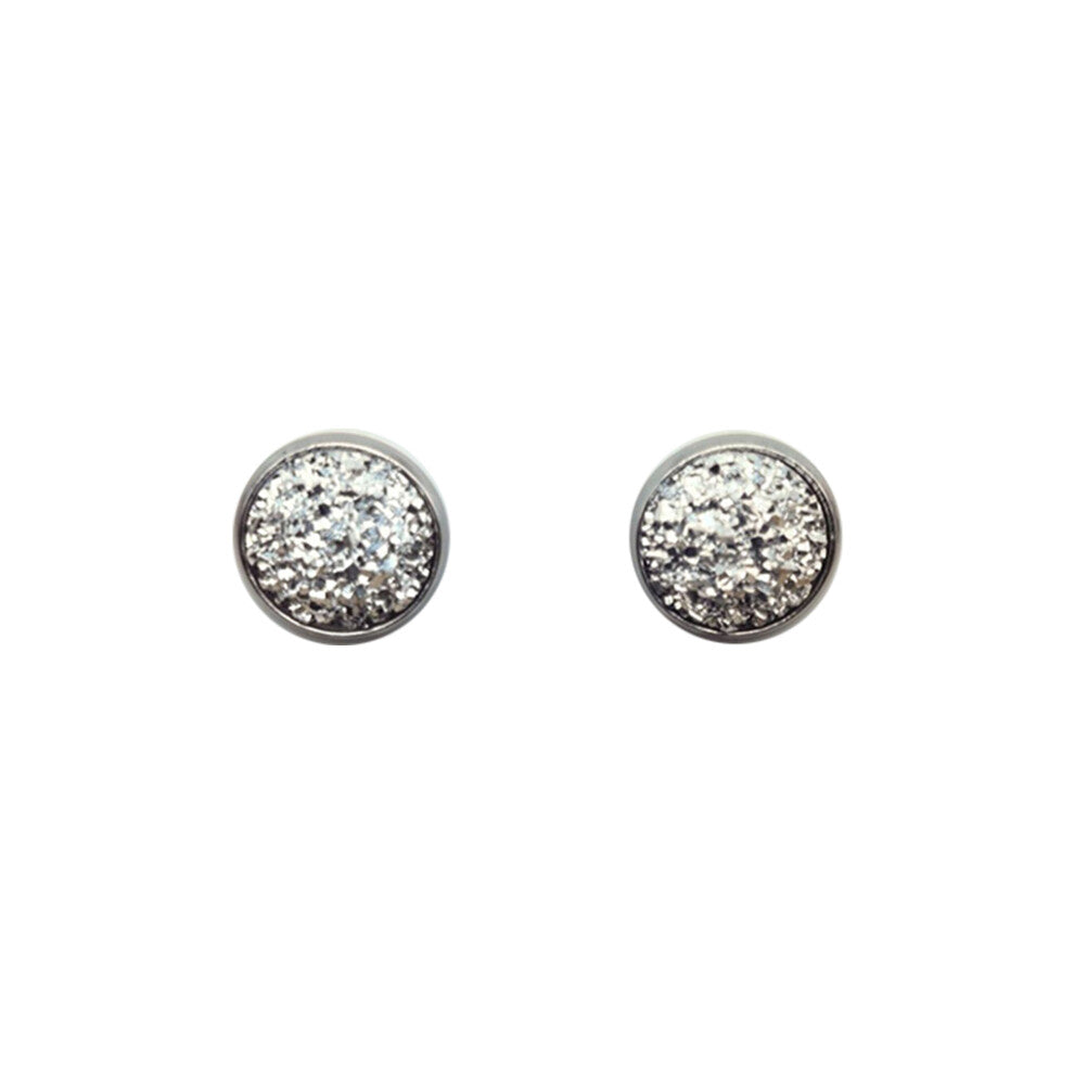 (Type17, 17) 12mm Druzy Ear Stud Earrings Wear-resistant Eardrop Jewelry for Women