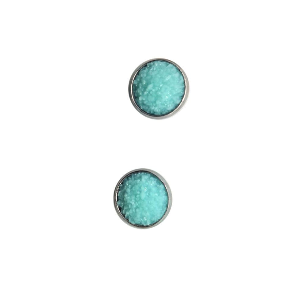 (Type24, 24) 12mm Druzy Ear Stud Earrings Wear-resistant Eardrop Jewelry for Women