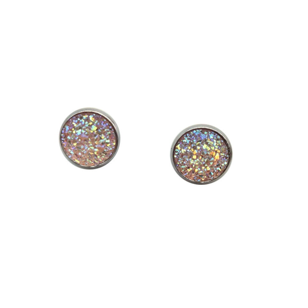 (Type27, 27) 12mm Druzy Ear Stud Earrings Wear-resistant Eardrop Jewelry for Women