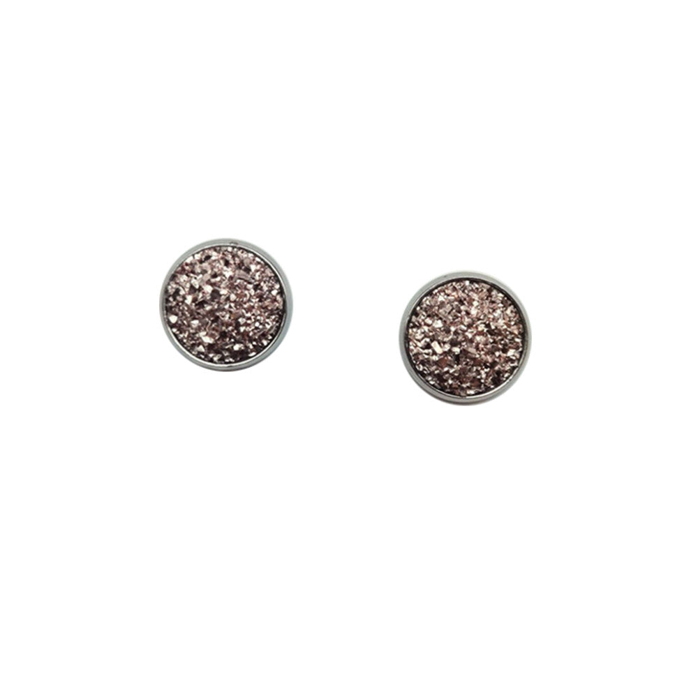 (Type28, 28) 12mm Druzy Ear Stud Earrings Wear-resistant Eardrop Jewelry for Women