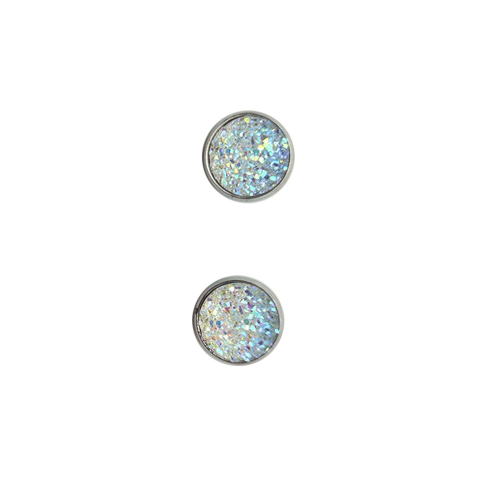 (Type2, 2) 12mm Druzy Ear Stud Earrings Wear-resistant Eardrop Jewelry for Women