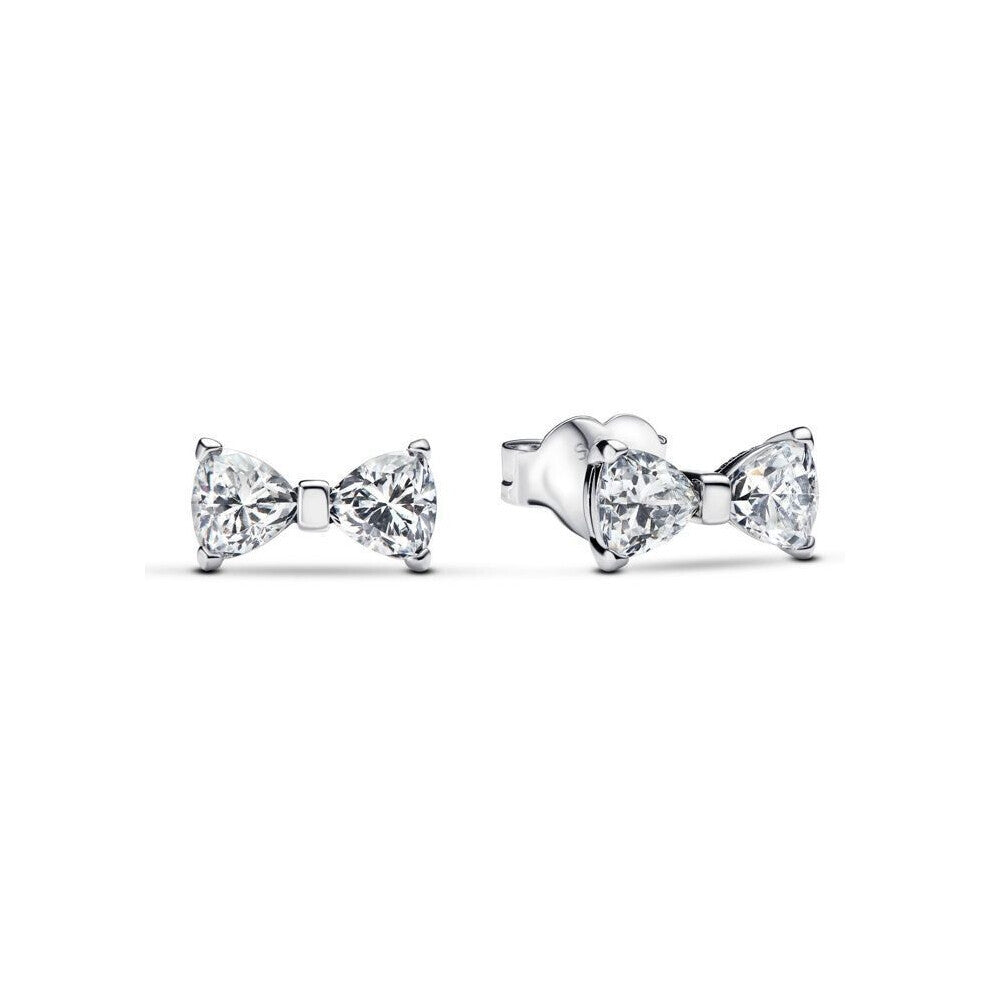 Brand Sterling Silver Sparkling Small Bow Stud Earrings 293542C01
