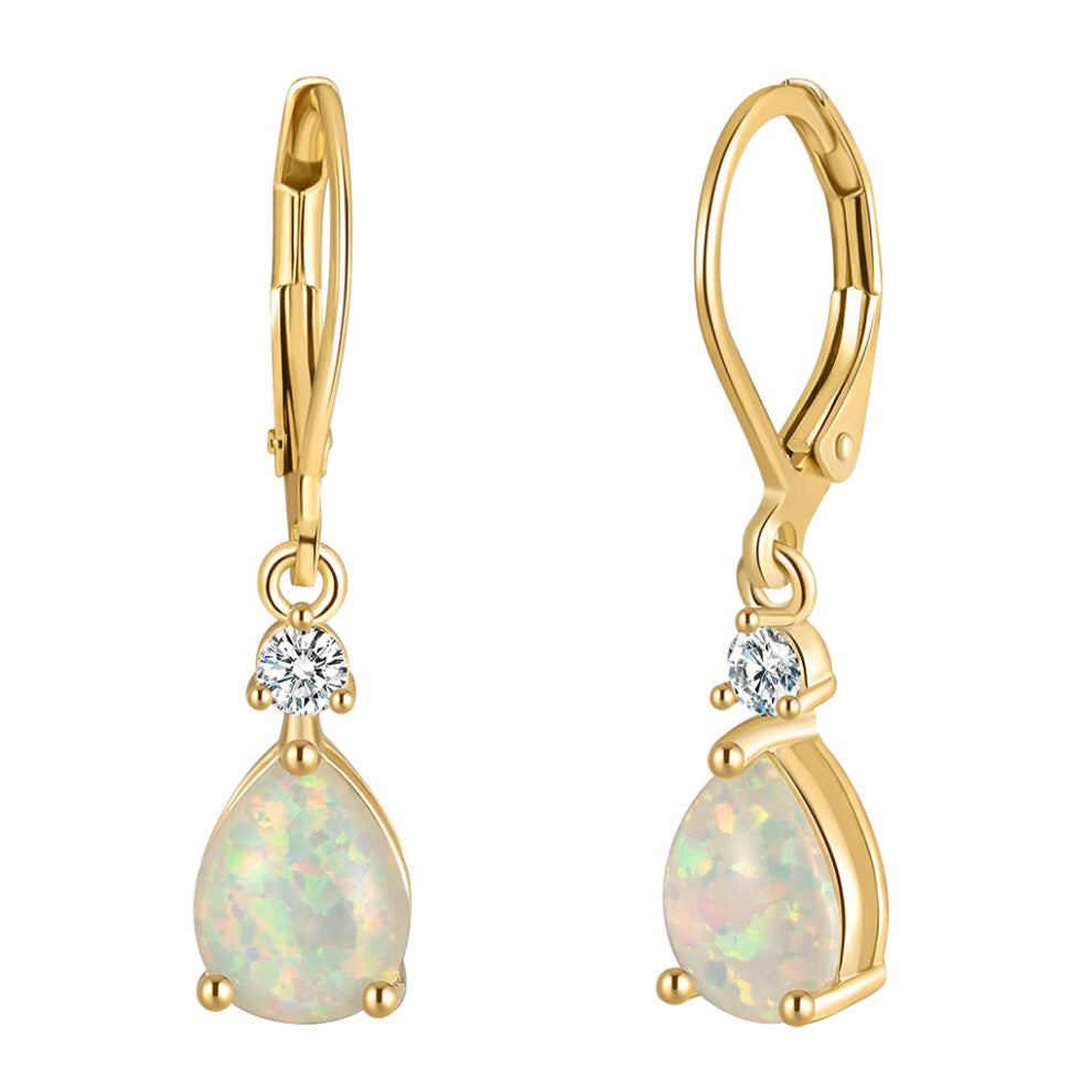 (gold) Durable Fire Opals Dangle Earrings For Fashionable Look Hypoallergenic