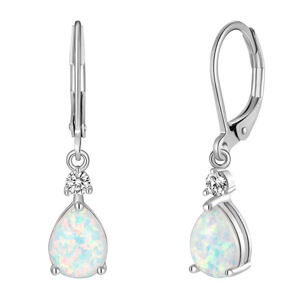 (white) Durable Fire Opals Dangle Earrings For Fashionable Look Hypoallergenic