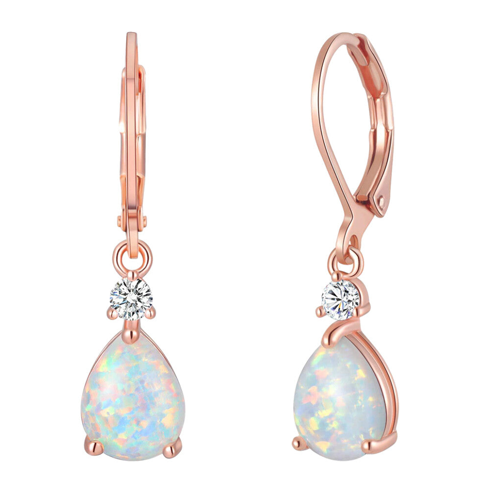 (rose gold) Durable Fire Opals Dangle Earrings For Fashionable Look Hypoallergenic
