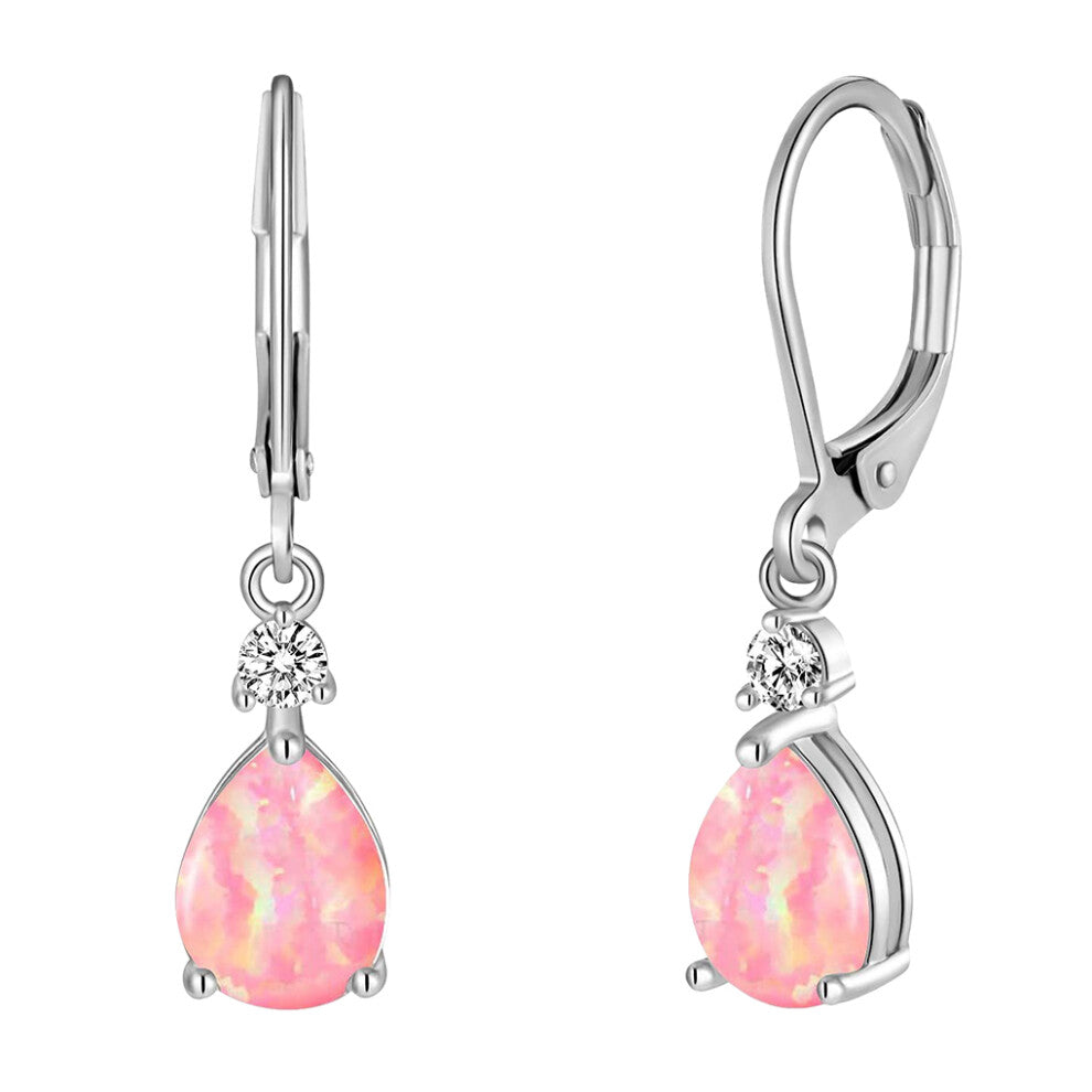 (pink) Durable Fire Opals Dangle Earrings For Fashionable Look Hypoallergenic