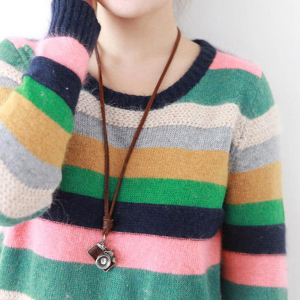 (Brown) Cool Retro Camera Pendant Necklace Leather Jewelry Fashion Accessories