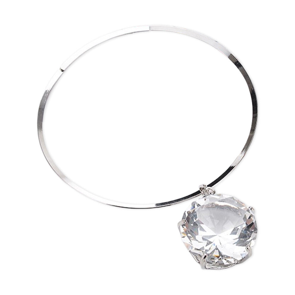 (Silver) Women Collar Alloy Necklace Crystal Choker Jewelry Holiday Decoration