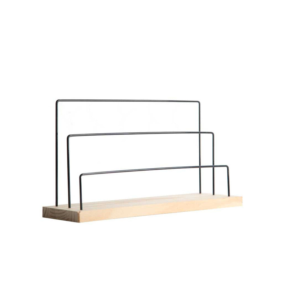 (Black) 3 Layer Earrings Stand Jewelry Holder with Wood Base Multifunction