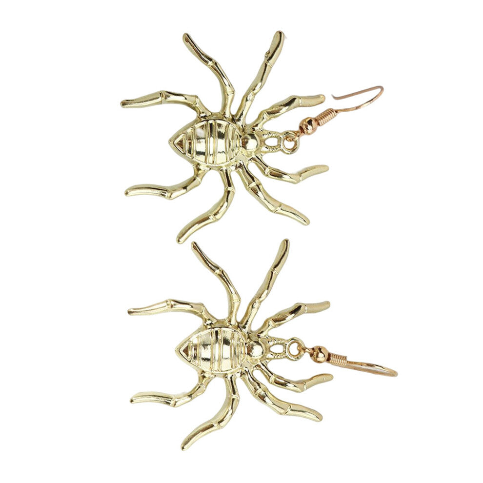 (Gold) 2pcs Spider Earring Rustproof Earrings Ear Pendant Eardrop Halloween