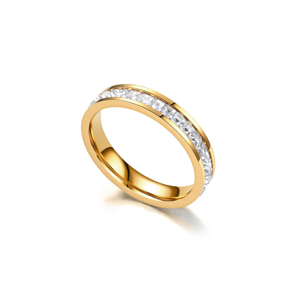 (Gold) Women Ring Beautiful Wedding Engagement Shiny Ladies Rings Fashion