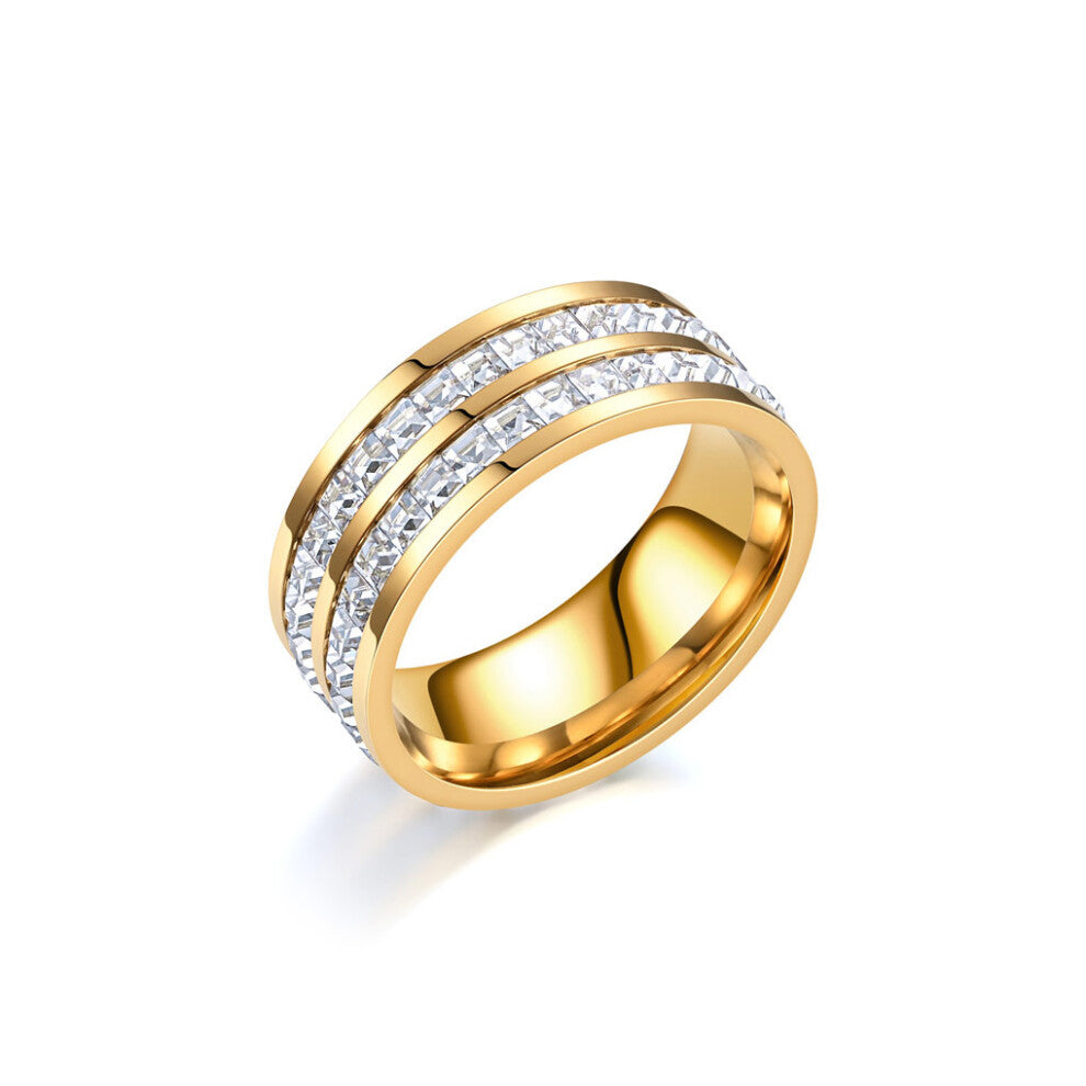 (Gold2 layers) Women Ring Beautiful Wedding Engagement Shiny Ladies Rings Fashion