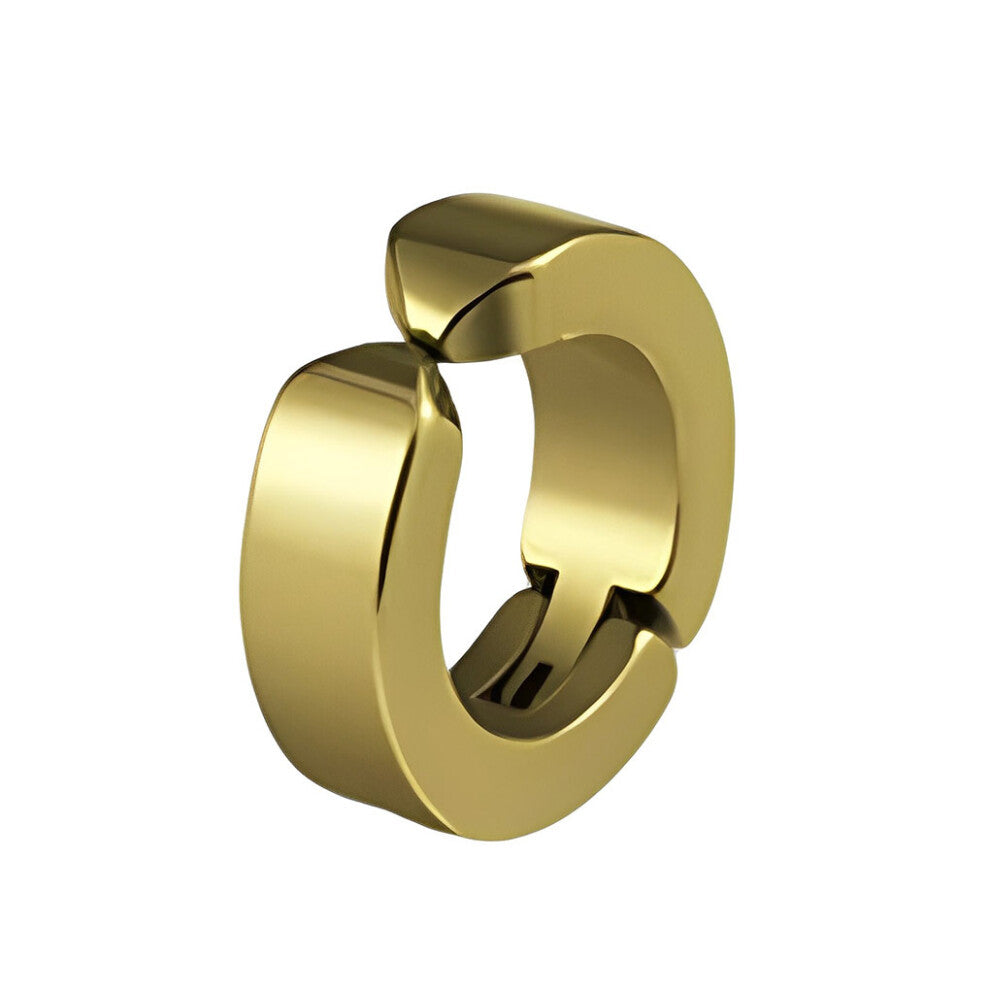 (Gold) Men Ear Clip Non-Piercing Earrings Stainless Steel Favors Punk Student