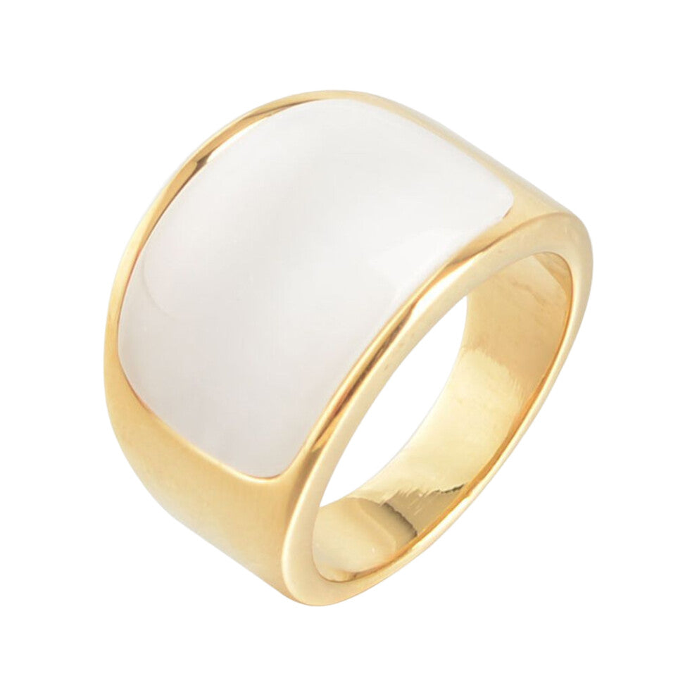 (White Stone, Size 8) Men Ring Stone Hand Jewelry Handicraft Gift Clothing Decoration