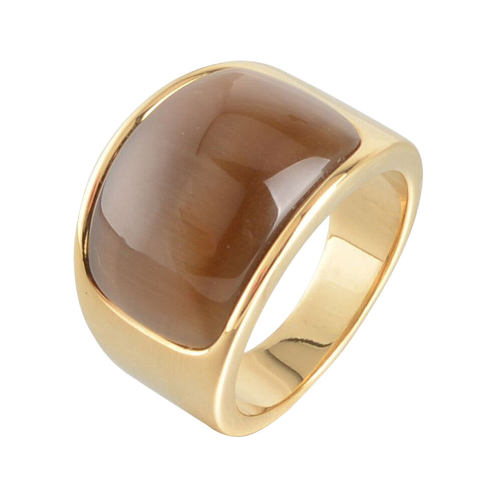 (Coffee Stone, Size 9) Men Ring Stone Hand Jewelry Handicraft Gift Clothing Decoration