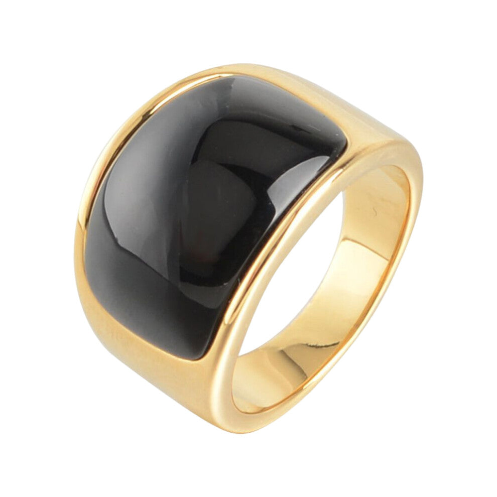 (Black Stone, Size 10) Men Ring Stone Hand Jewelry Handicraft Gift Clothing Decoration