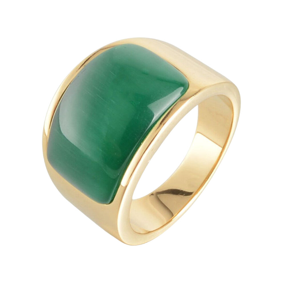 (Green Stone, Size 10) Men Ring Stone Hand Jewelry Handicraft Gift Clothing Decoration
