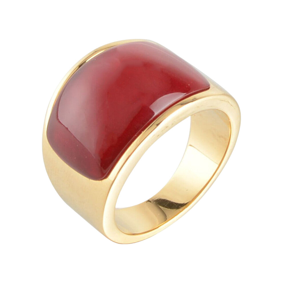 (Red Stone, Size 10) Men Ring Stone Hand Jewelry Handicraft Gift Clothing Decoration